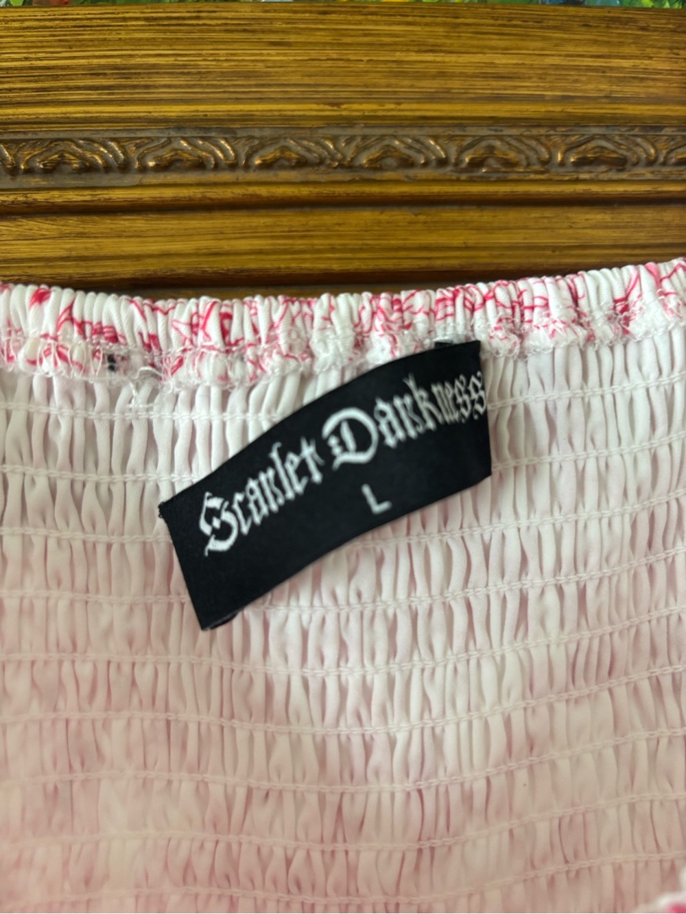 Scarlet Darkness Pink Floral Toile Milkmaid Dress - Picture 2 of 8